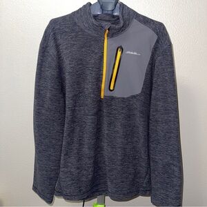 Eddie Bauer Gray and Yellow Men's Sweater Size 2XL